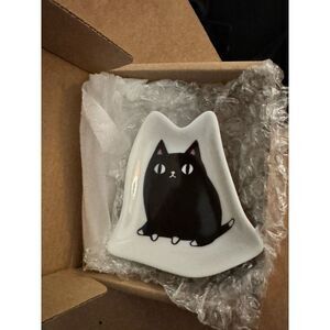 Cat Ceramic Cute‎ Black Cat Trinket Dish New in Box